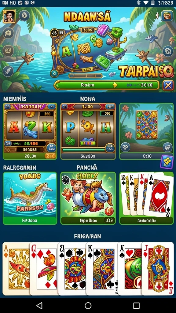 Screenshot menunjukkan berbagai jenis permainan yang tersedia.